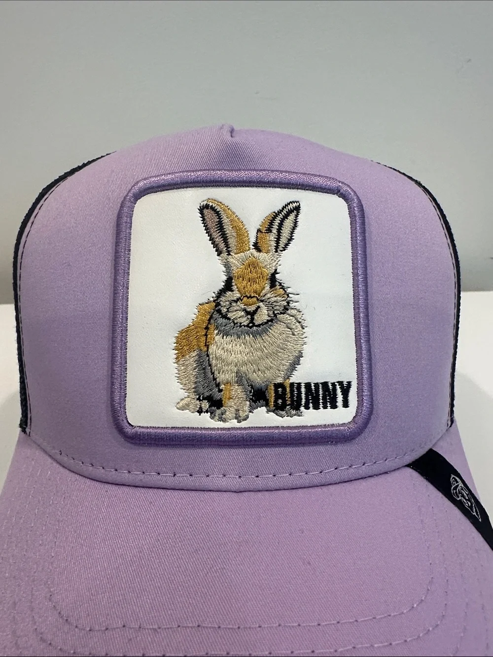 Lavender Bunny Patch Trucker Hat – Embroidered Rabbit Snapback Cap